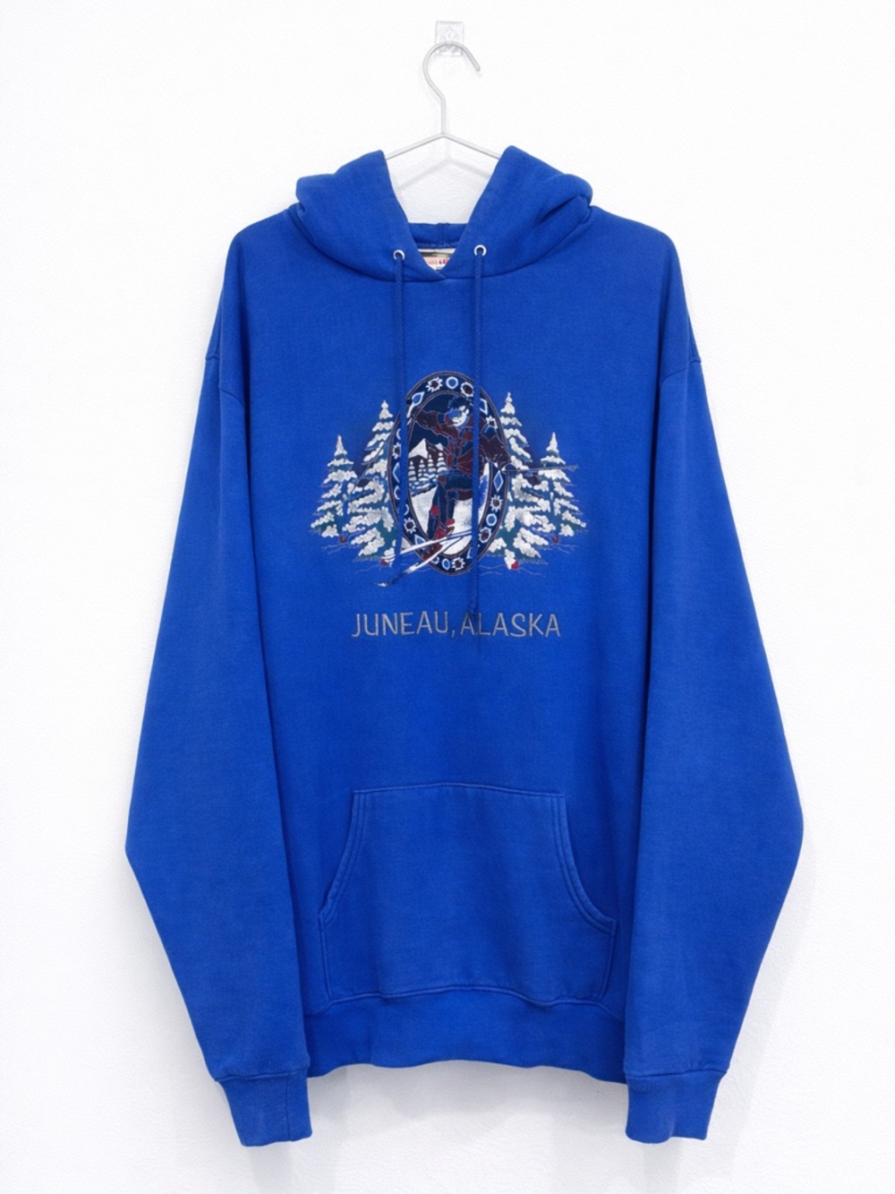 Vintage Juneau Alaska Hoodie XXL Blue Graphic Sweatshirt USA Made